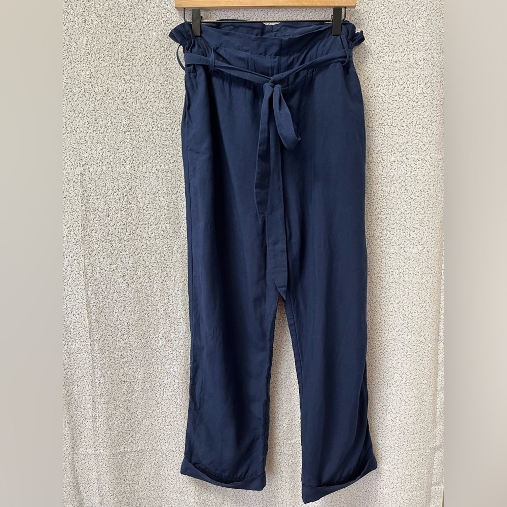 Sancia Lida Pants Paperbag Tie Waist High Waisted Cuffed Tencel Linen | Medium